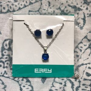 Effy Sapphire Blue Stone Necklace & Earring Set (New with Tags)